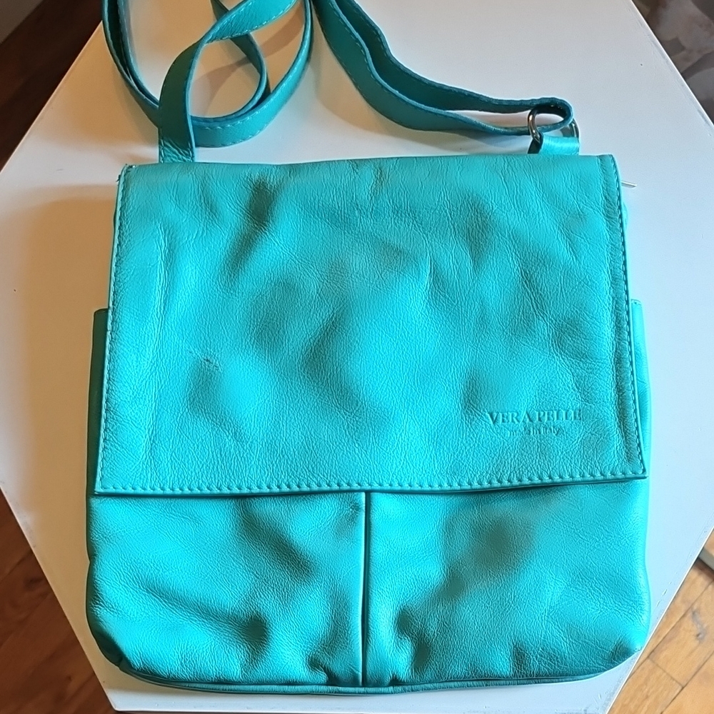 Vera Pelle Turquoise Crossbody Bag